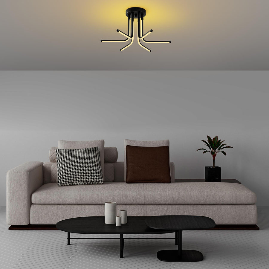 Siyah Altı Kollu LED Plafonyer - Siyah