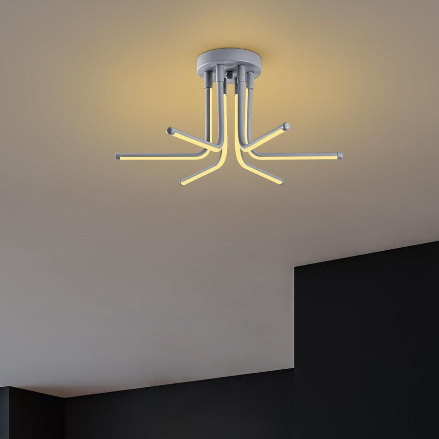 Gri Altı Kollu LED Plafonyer - Gri