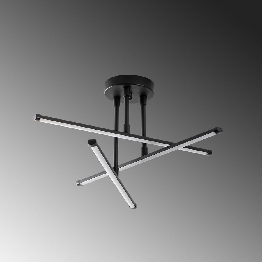 Çapraz Çubuk Modern Metal Plafonyer - Siyah