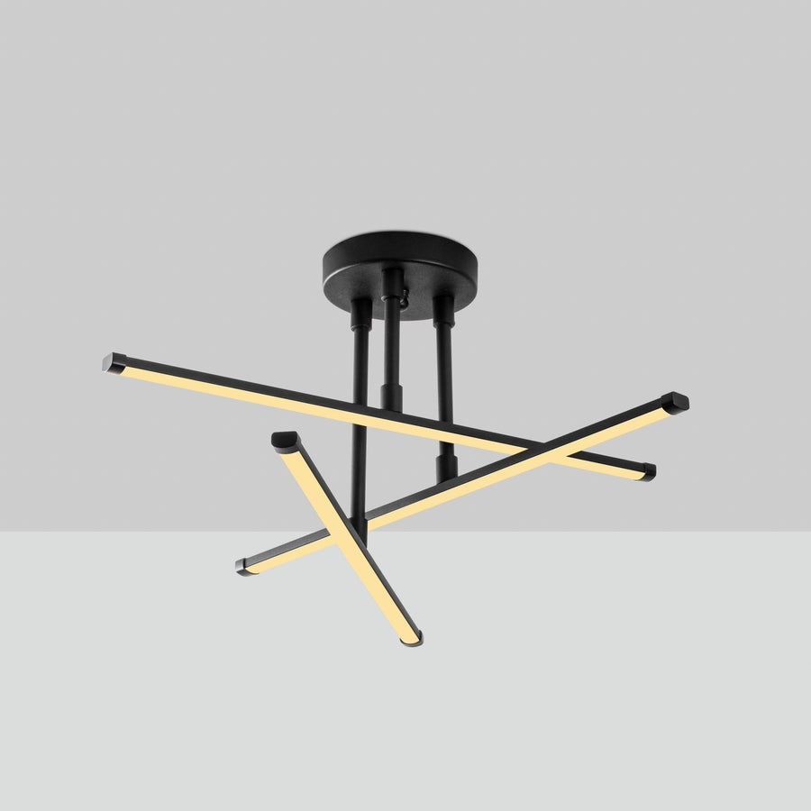 Çapraz Çubuk Modern Metal Plafonyer - Siyah