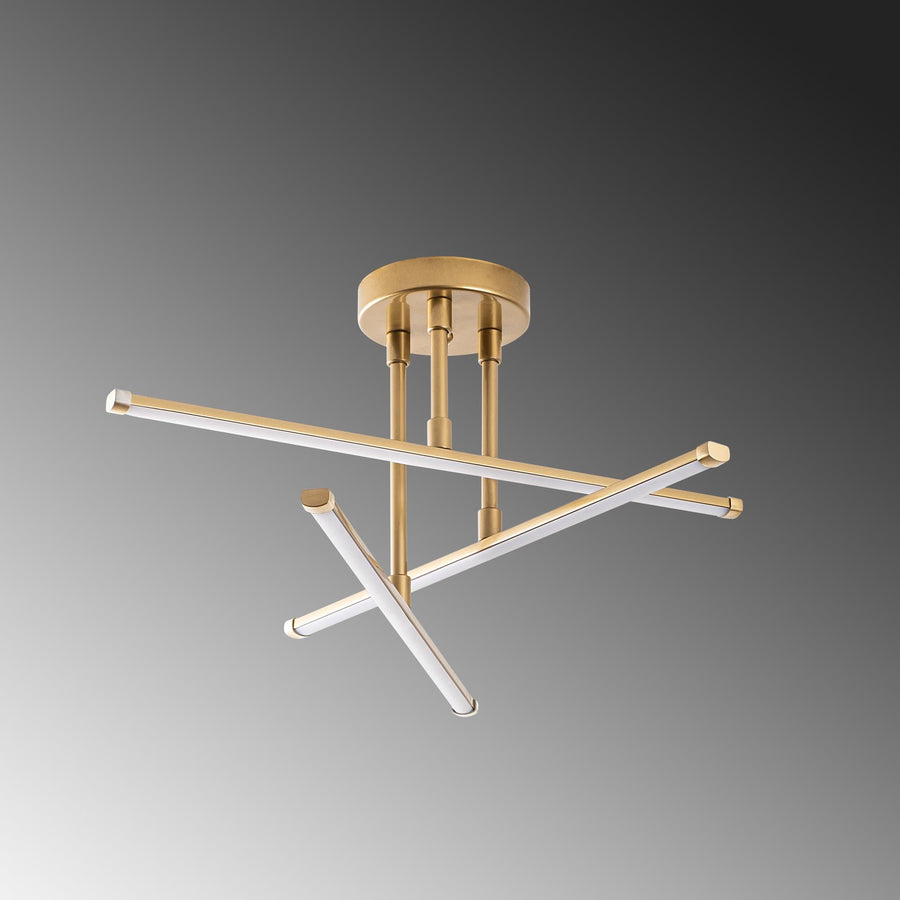 Çapraz Çubuk Modern Metal Plafonyer - Altın