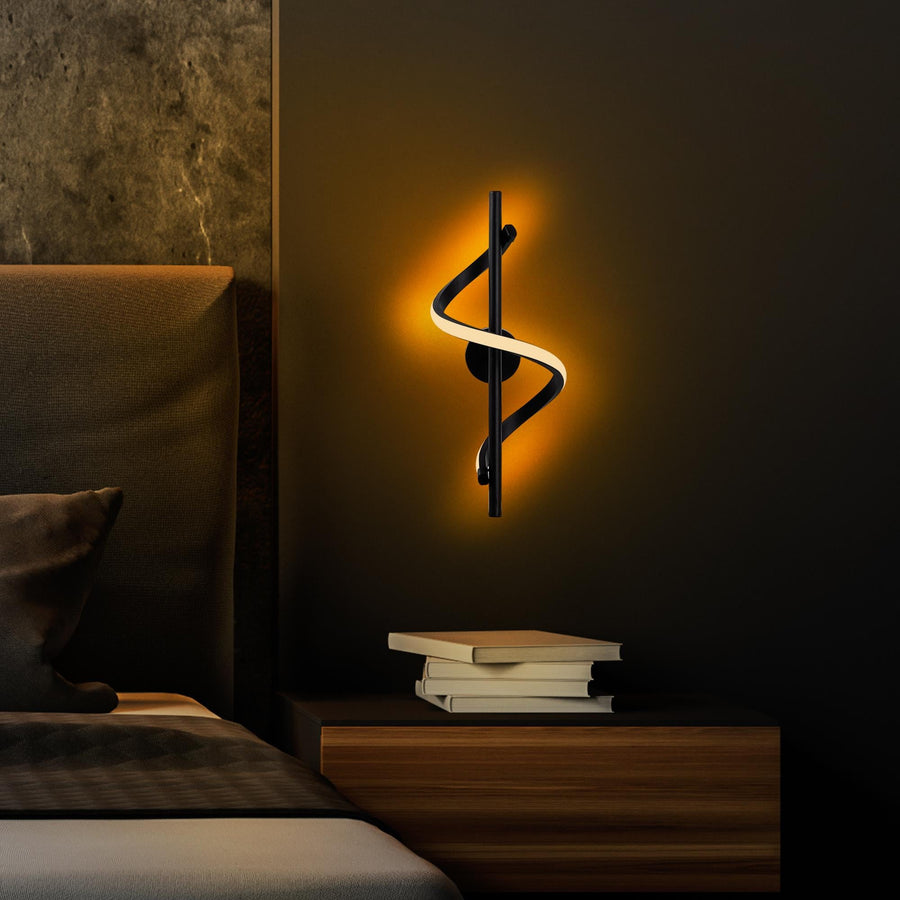 Spiral Modern Metal Aplik - Siyah