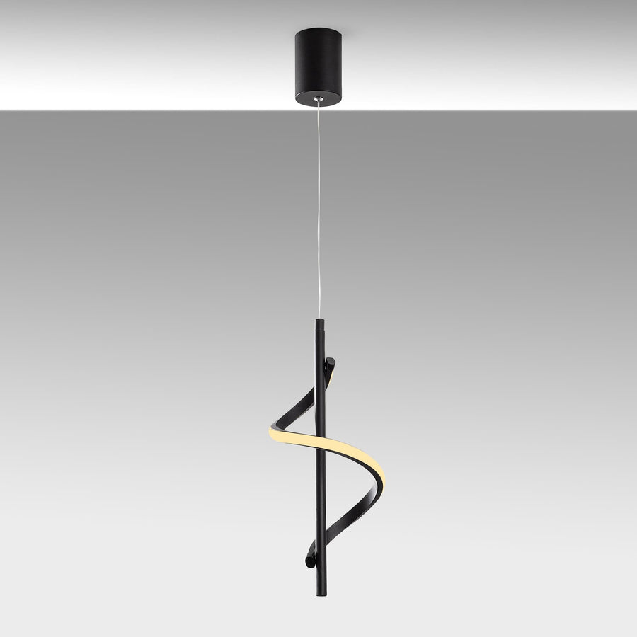 Spiral Modern Metal Tekli Sarkıt - Siyah