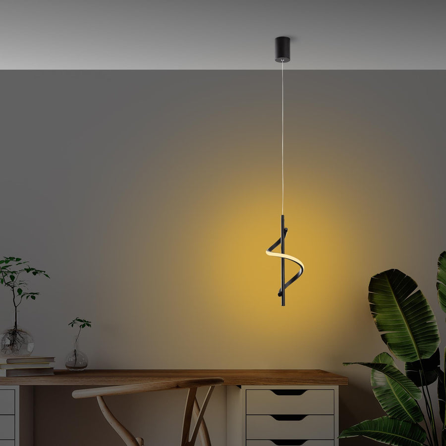Spiral Modern Metal Tekli Sarkıt - Siyah