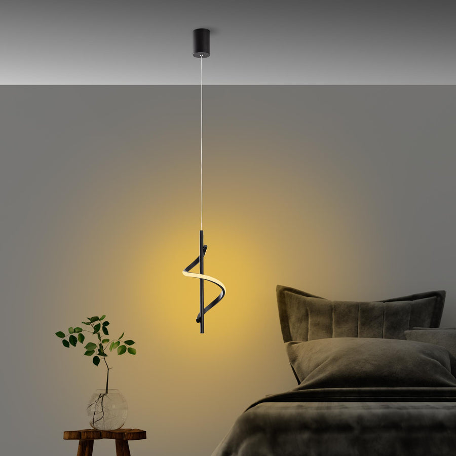 Spiral Modern Metal Tekli Sarkıt - Siyah