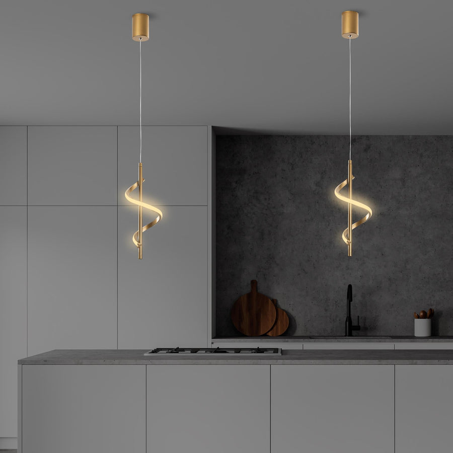 Spiral Modern Metal Tekli Sarkıt - Altın