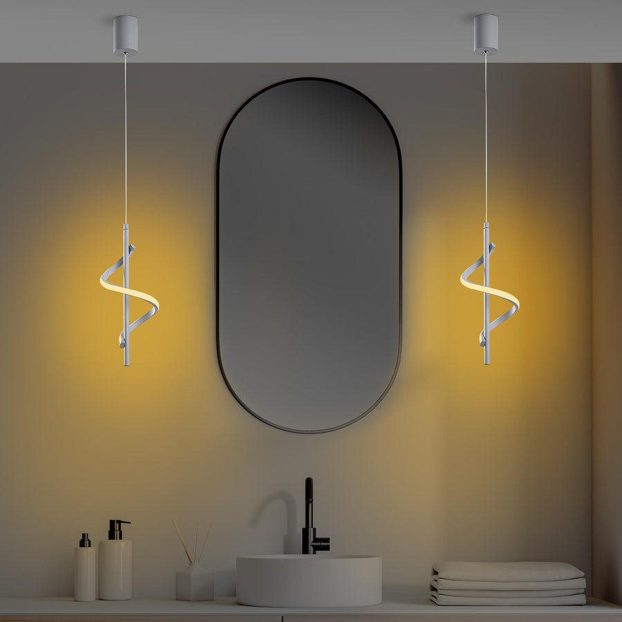 Spiral Modern Metal Tekli Sarkıt - Beyaz
