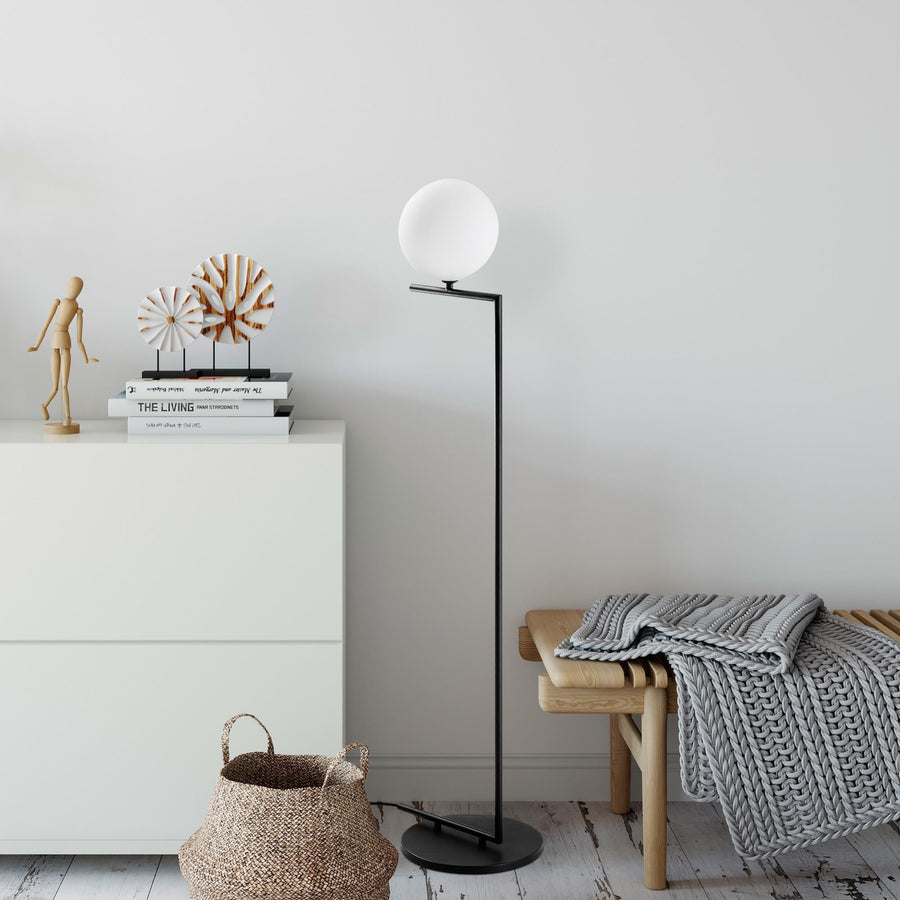 Küresel Cam Modern Lambader - Siyah