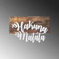 Hakuna Matata Metal Ahsap Duvar Panosu - Beyaz