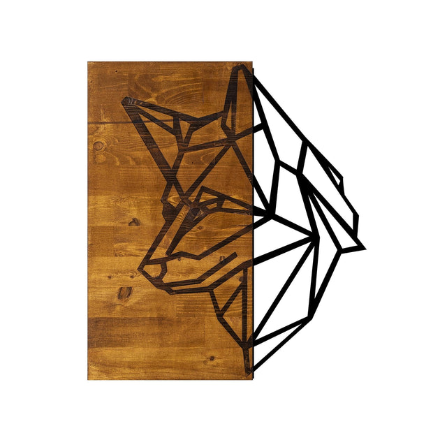 Tilki Geometrik Ahşap Metal Duvar Panosu - Ahşap