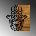 Hamsa Metal Ahşap Duvar Panosu - Siyah