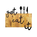 Just Eat It Metal Ahşap Duvar Panosu - Siyah