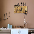 Just Eat It Metal Ahşap Duvar Panosu - Siyah