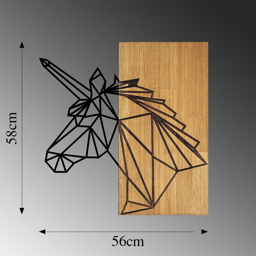 Unicorn Geometrik Metal Ahşap Duvar Panosu - Ahşap Siyah