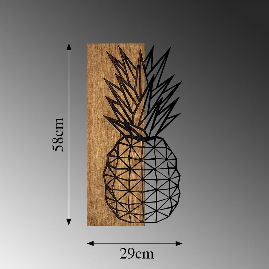 Ananas Geometrik Metal Ahşap Duvar Panosu - Ahşap Siyah