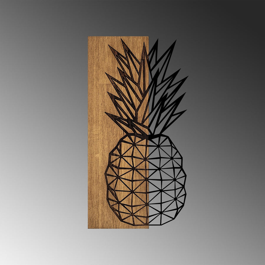 Ananas Geometrik Metal Ahşap Duvar Panosu - Ahşap Siyah