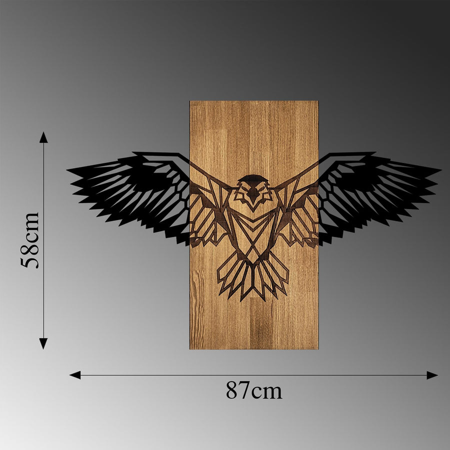 Kartal Geometrik Metal Ahşap Duvar Panosu - Ahşap Siyah