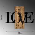 Love Yazısı Modern Metal Ahşap Duvar Panosu - Ahşap Siyah