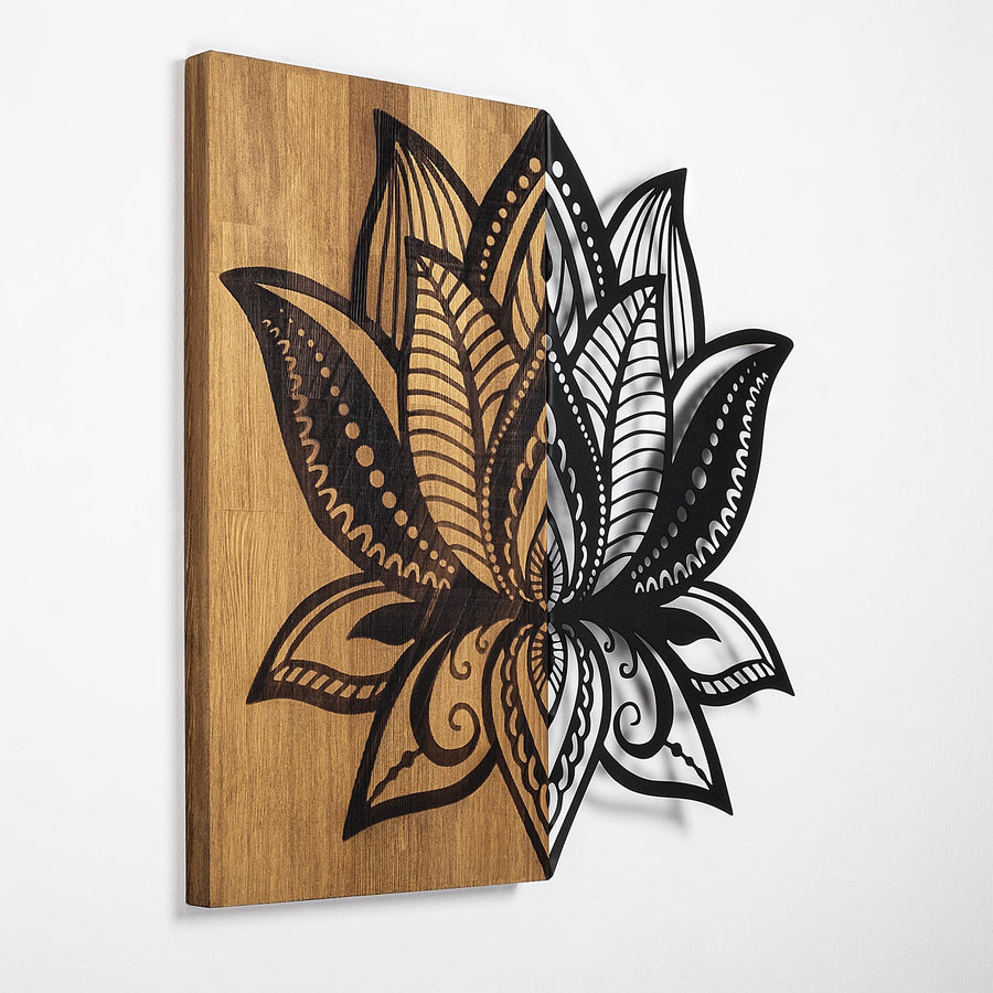Lotus Metal Ahşap Duvar Panosu - Ahşap