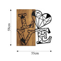 Love Geometrik Metal Ahşap Duvar Panosu - Ahşap