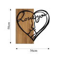 Love You Yüz Metal Ahşap Duvar Panosu - Siyah
