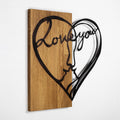 Love You Yüz Metal Ahşap Duvar Panosu - Siyah
