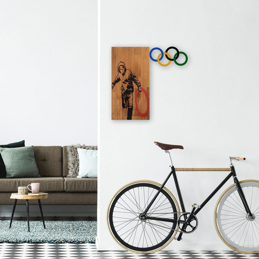 Banksy Olimpiyat Metal Ahşap Duvar Panosu - Ahşap