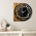 Spiral Dalga Ahşap Metal Duvar Saati - Kahve