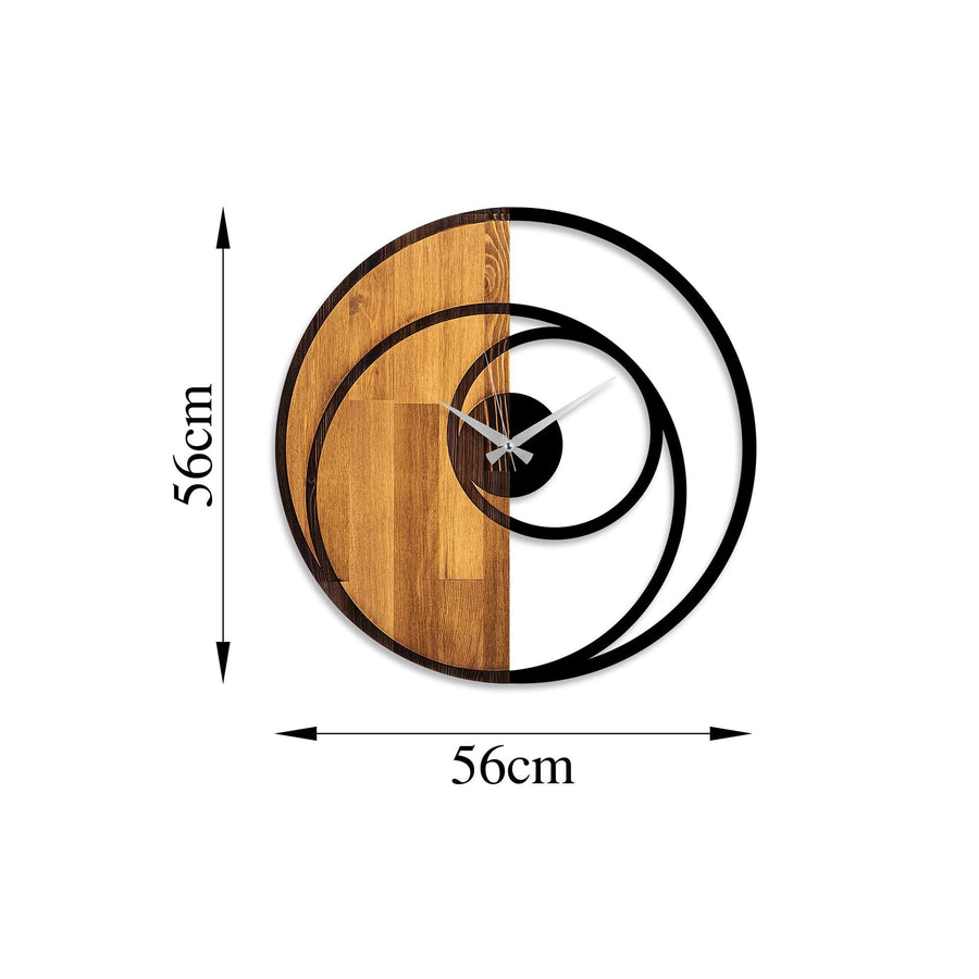 Sarmal Spiral Metal Ahşap Duvar Saati - Ahşap