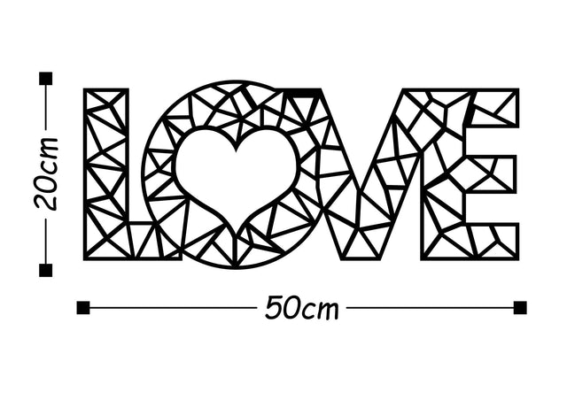 LOVE Yazılı Metal Duvar Panosu - Siyah