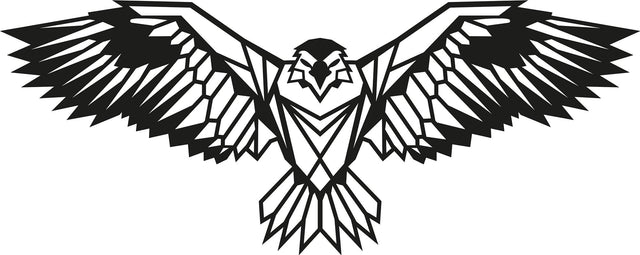 Geometrik Kartal Metal Duvar Panosu - Siyah