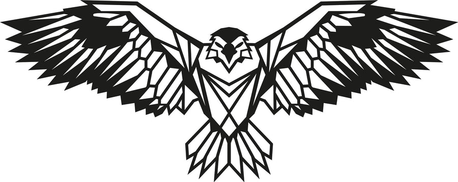 Geometrik Kartal Metal Duvar Panosu - Siyah