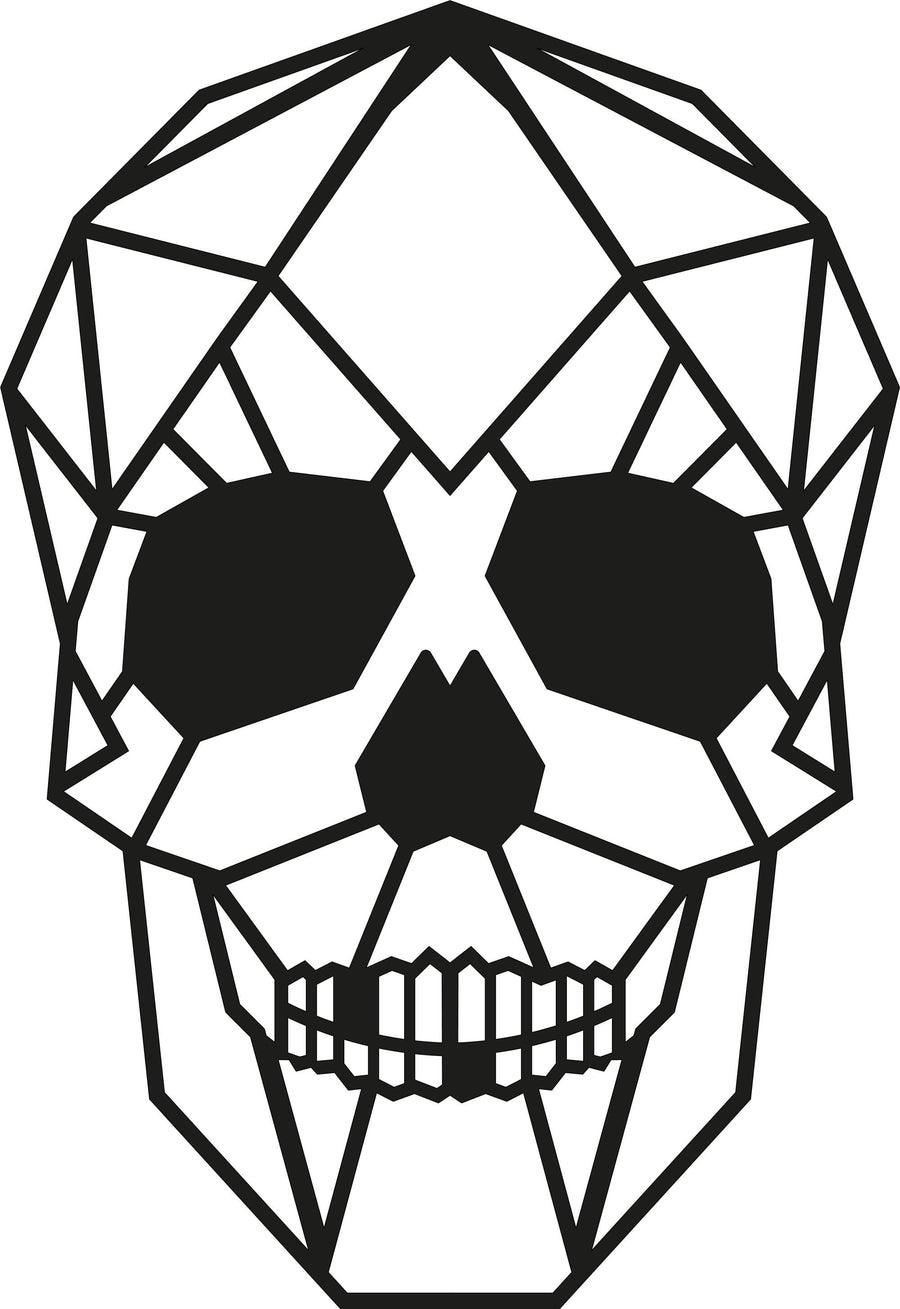 Kafatası Geometrik Metal Duvar Panosu - Siyah