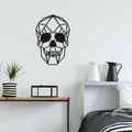 Kafatası Geometrik Metal Duvar Panosu - Siyah
