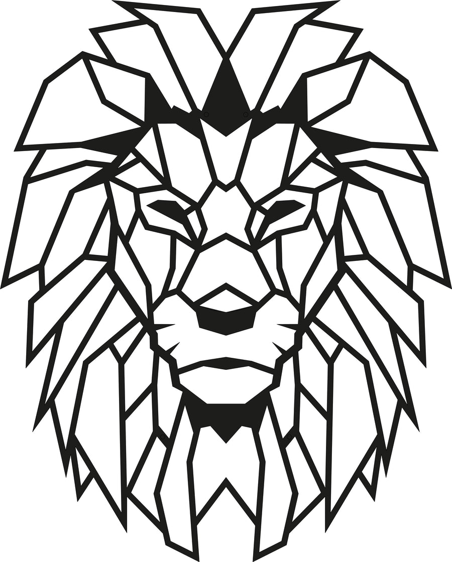 Aslan Geometrik Metal Duvar Panosu - Siyah