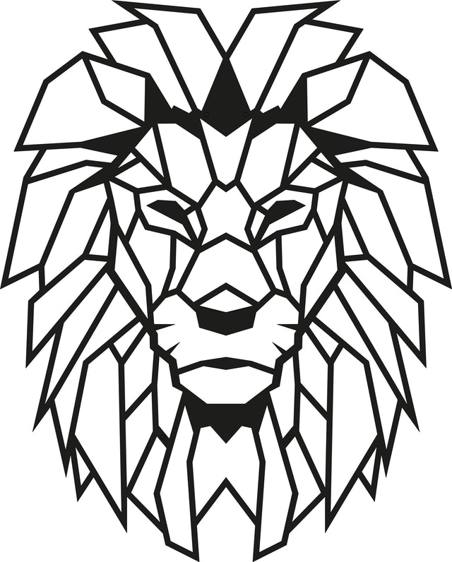 Aslan Geometrik Metal Duvar Panosu - Siyah