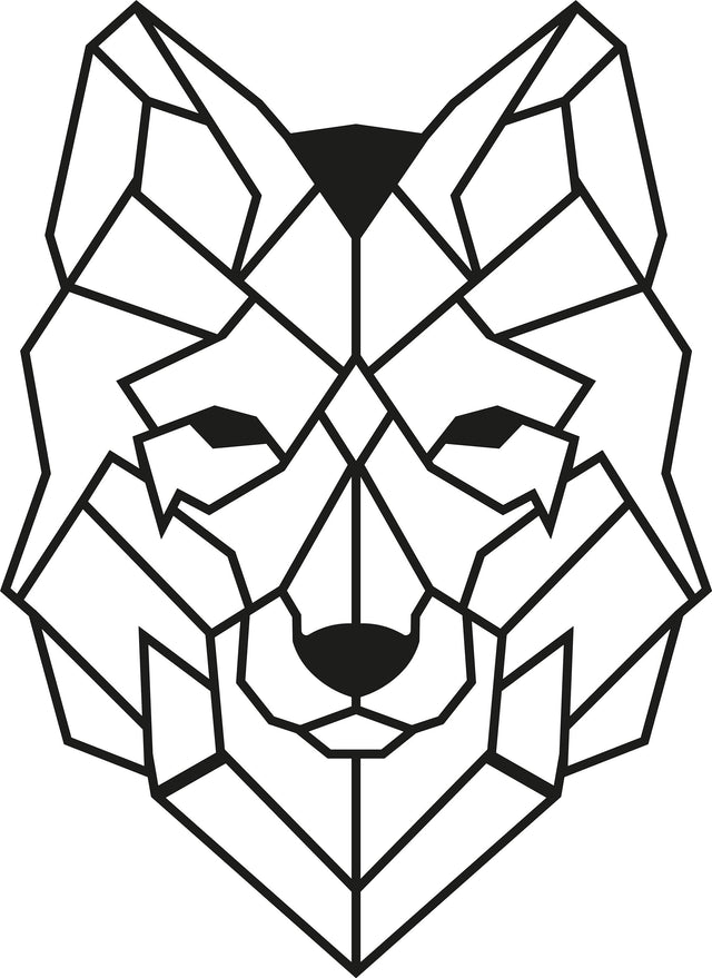 Kurt Geometrik Metal Duvar Panosu - Siyah