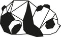Geometrik Panda Metal Duvar Panosu - Siyah