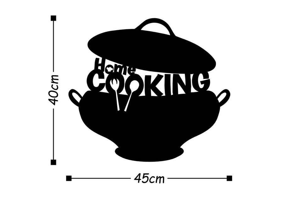 Home Cooking Tencere Metal Duvar Panosu - Siyah