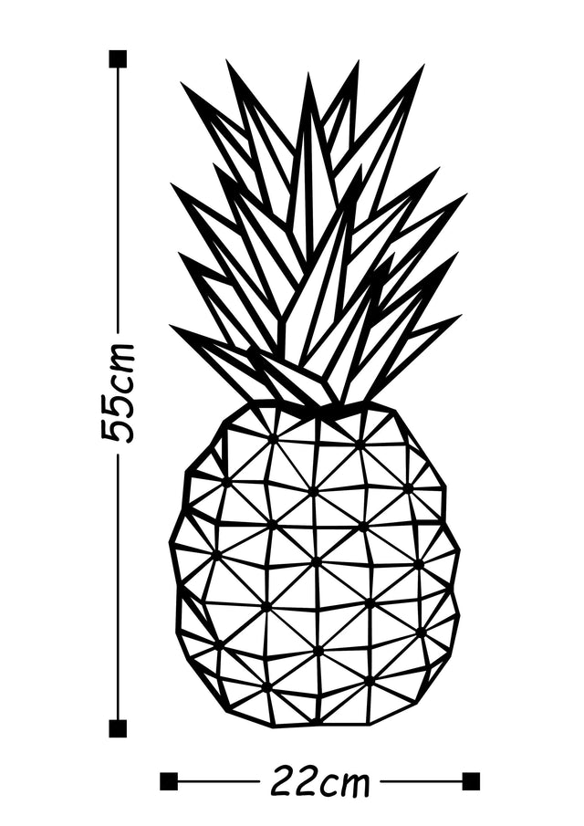 Geometrik Ananas Metal Duvar Panosu - Siyah