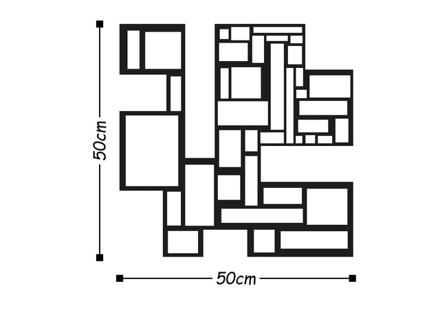 Geometrik Kareler Metal Duvar Panosu - Siyah