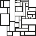Geometrik Kareler Metal Duvar Panosu - Siyah
