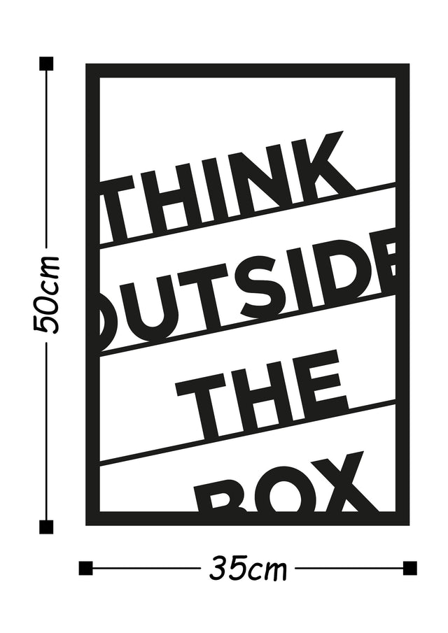 Think Outside The Box Yazılı Metal Pano - Siyah