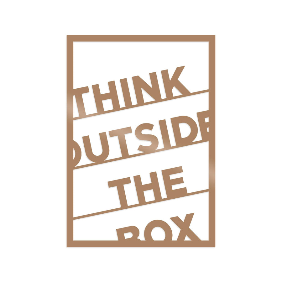 Think Outside The Box Çerçeveli Metal Pano - Bakır