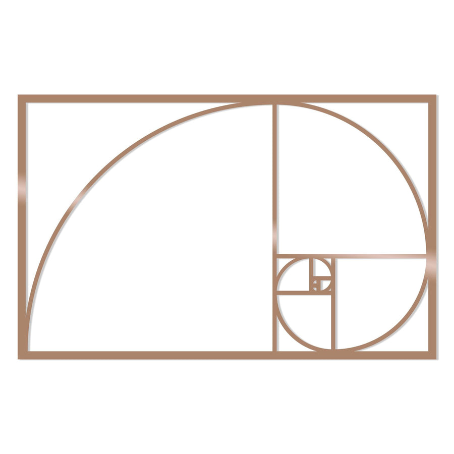 Fibonacci Spiral Metal Duvar Panosu - Bakir
