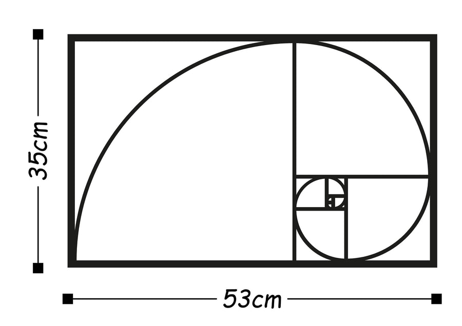 Fibonacci Spiral Metal Duvar Panosu - Siyah