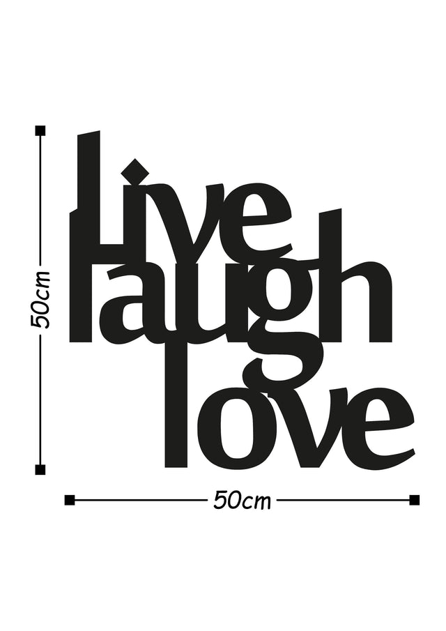 Live Laugh Love Metal Duvar Panosu - Siyah