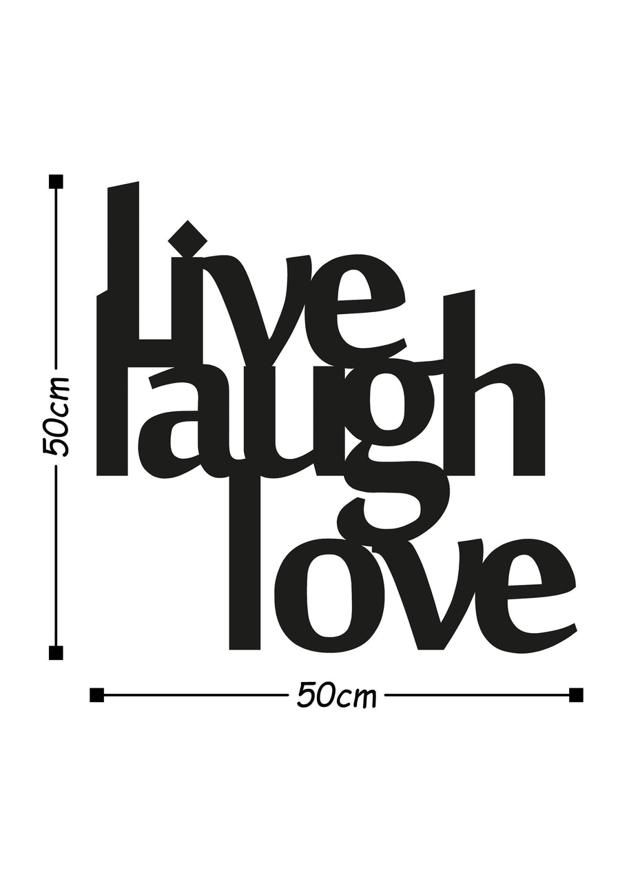 Live Laugh Love Metal Duvar Panosu - Siyah