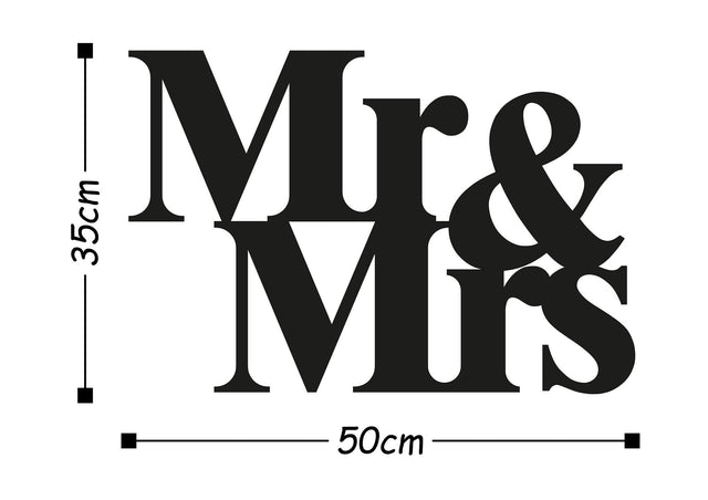 Mr & Mrs Metal Duvar Panosu - Siyah