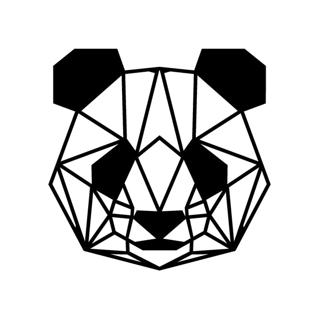 Geometrik Panda Metal Duvar Panosu - Siyah